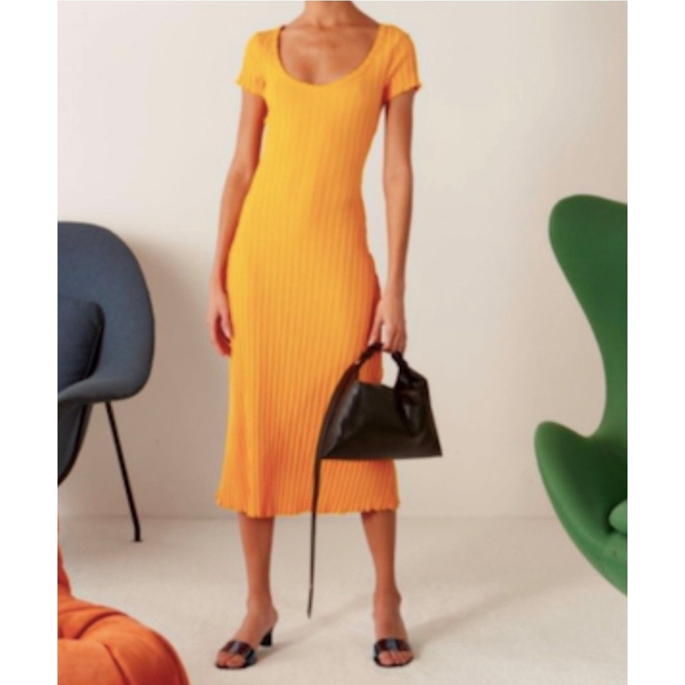 Simon Miller Andros Ribbed Dress in Sunset Orange